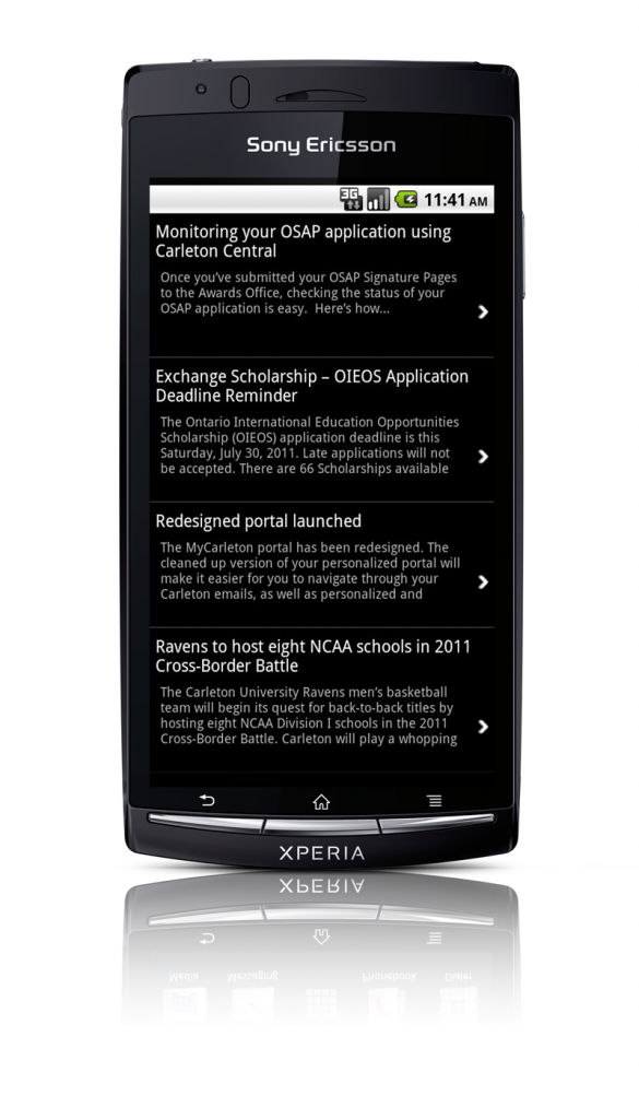 Sony Ericsson Xperia Arc News Screenshot