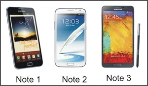 Samsung Galaxy Note 1, 2 and 3