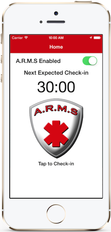 ARMS -Arms Reach Monitoring System - Check in Screen