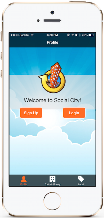 Social City App Homescreen